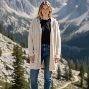 Abercrombie & Fitch Cream Hooded Cardigan